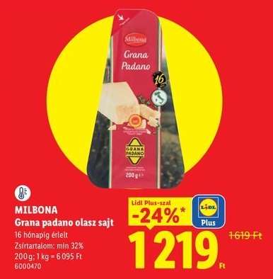 Milbona Grana Padano olasz sajt