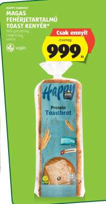 HAPPY HARVEST MAGAS FEHÉRJETARTALMÚ TOAST KENYÉR