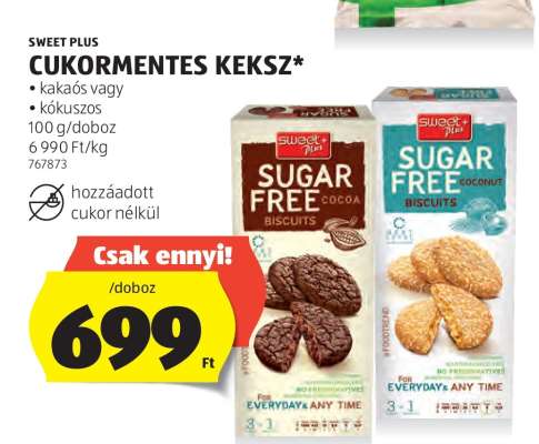 SWEET PLUS CUKORMENTES KEKSZ