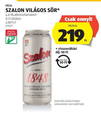 Pécsi Szalon Világos Sör