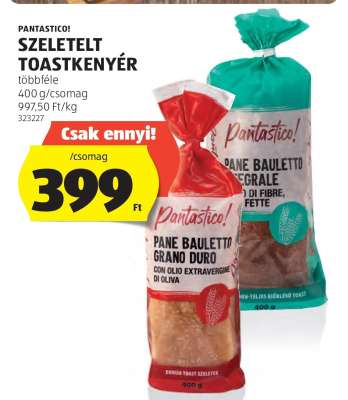 Pantastico! szeletelt toastkenyér