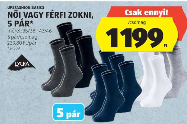 Női vagy férfi zokni, 5 pár