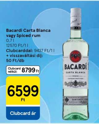 Bacardí Carta Blanca vagy Spiced rum