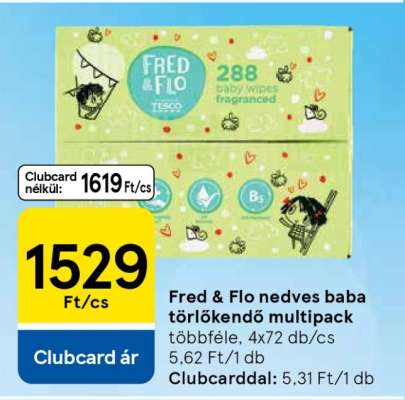 Fred & Flo nedves baba törlőkendő multipack