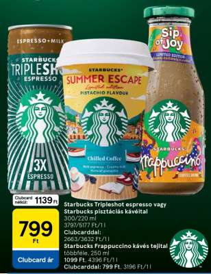 Starbucks Tripleshot espresso vagy Starbucks pisztáciás kávéital