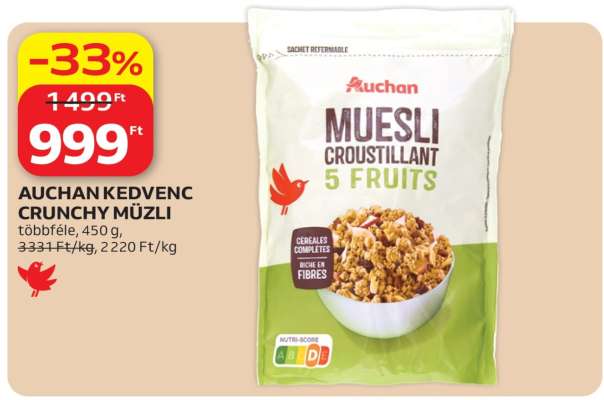 AUCHAN KEDVENC CRUNCHY MÜZLI