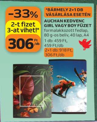 AUCHAN KEDVENC GIRL VAGY BOY FÜZET