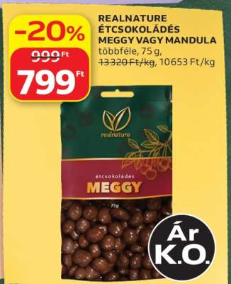 REALNATURE ÉTCSOKOLÁDÉS MEGGY VAGY MANDULA