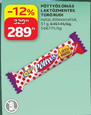 PÖTTYÖS ÓRIÁS LAKTÓZMENTES TÚRÓ RUDI
