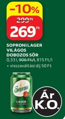 Soproni Lager Világos Dobozos Sör