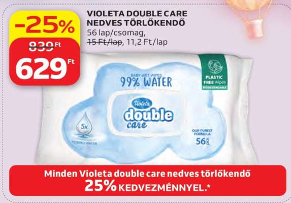 Violeta Double Care Nedves Törlőkendő