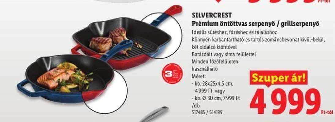 SILVERCREST Prémium öntöttvas serpenyő / grillsütő