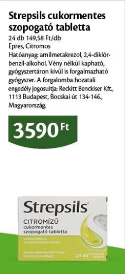 Strepsils cukormentes szopogató tabletta