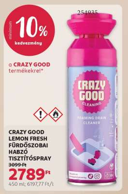 CRAZY GOOD LEMON FRESH FÜRDŐSZOBAI HABZÓ TISZTÍTÓSPRAY