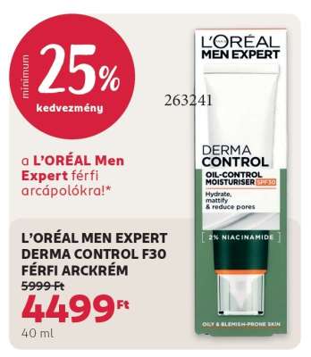 L'ORÉAL MEN EXPERT DERMA CONTROL F30 FÉRFI ARCKRÉM