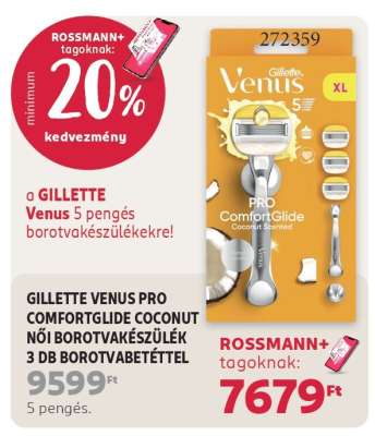 GILLETTE VENUS PRO COMFORTGLIDE COCONUT NŐI BOROTVAKÉSZÜLÉK 3 DB BOROTVABETÉTTEL
