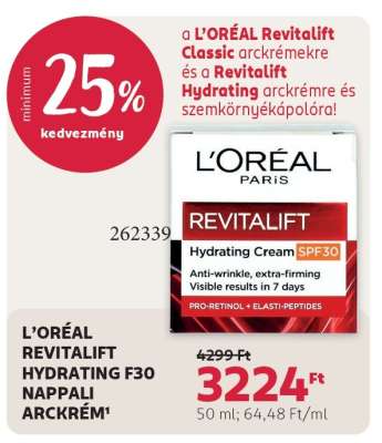 L'ORÉAL REVITALIFT HYDRATING F30 NAPPALI ARCKRÉM