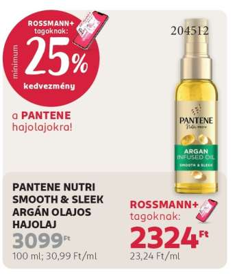 PANTENE NUTRI SMOOTH & SLEEK ARGÁN OLAJOS HAJOLAJ
