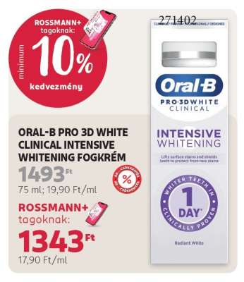 ORAL-B PRO 3D WHITE CLINICAL INTENSIVE WHITENING FOGKRÉM