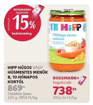 HIPP HÚSOS VAGY HÚSMENTES MENÜK 8, 10 HÓNAPOS KORTÓL