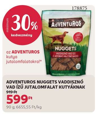 ADVENTUROS NUGGETS VADDISZNÓ VAD ÍZŰ JUTALOMFALAT KUTYÁKNAK