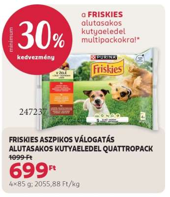 FRISKIES ASZPIKOS VÁLOGATÁS ALUTASAKOS KUTYAELEDEL QUATTROPACK