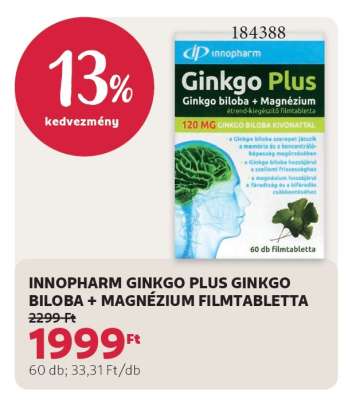 INNOPHARM GINKGO PLUS GINKGO BILOBA + MAGNÉZIUM FILMTABLETTA