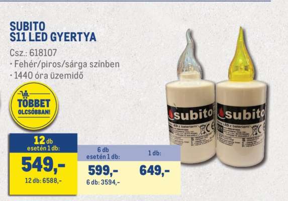 SUBITO S11 LED GYERTYA
