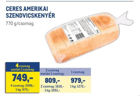 Ceres Amerikai Szendvicskenyér