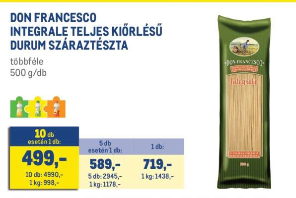 DON FRANCESCO INTEGRALE TELJES KIŐRLÉSŰ DURUM SZÁRAZTÉSZTA