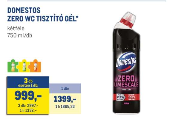 DOMESTOS ZERO WC TISZTÍTÓ GÉL
