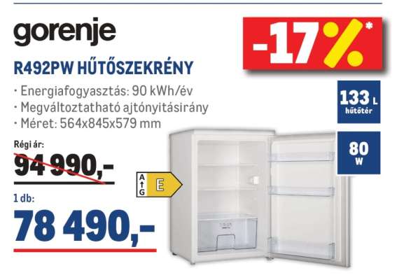 gorenje R492PW HŰTŐSZEKRÉNY