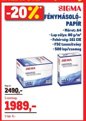 SIGMA FÉNYMÁSOLÓPAPÍR