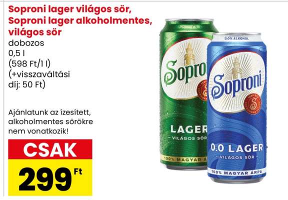 Soproni lager világos sör, Soproni lager alkoholmentes, világos sör