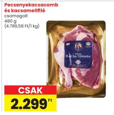 Pecsenyekacsacomb és -kacsamellfilé
