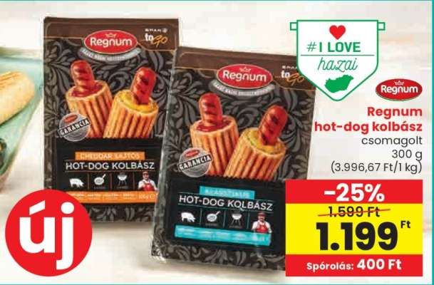 Regnum hot dog kolbász
