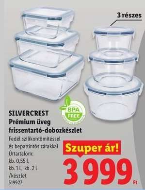 SILVERCREST Prémium üveg frissentartó-dobozkészlet