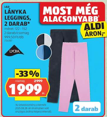 L&D Lányka Leggings, 2 darab