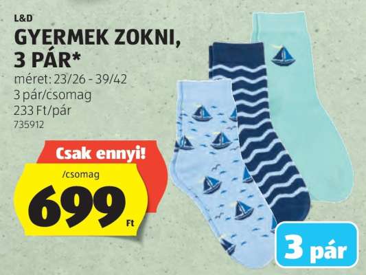 GYERMEK ZOKNI, 3 PÁR