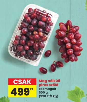 Mag nélküli piros szőlő