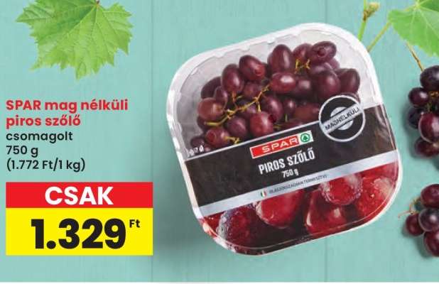 SPAR mag nélküli piros szőlő