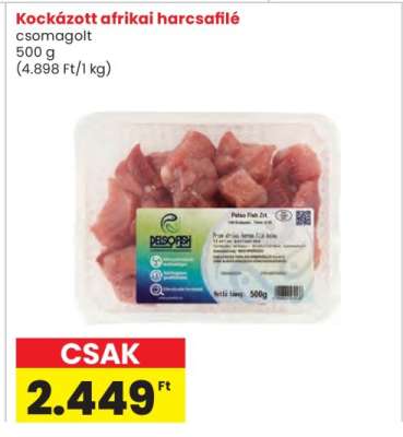 Kockázott afrikai harcsafilé