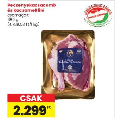 Pecsenyekacsacomb és -kacsamellfilé