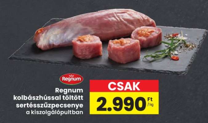 Regnum kolbászhússal töltött sertésszűzpecsenye