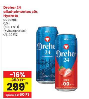 Dreher 24 alkoholmentes sör, Hydrate
