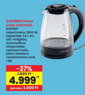 GOURMETMAXX Üveg vízforraló