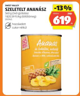 SWEET VALLEY Szeletelt Ananász