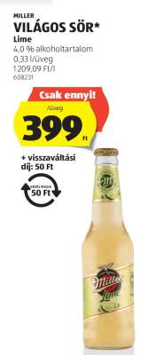 MILLER Világos sör / lime*