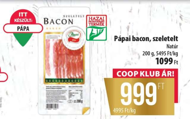 Pápai bacon, szeletelt