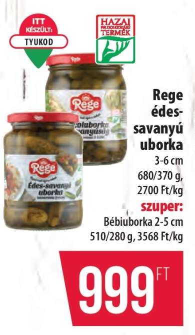 Rege édes-savanyú uborka